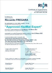 Certificato RINA Hazmat redazione manuali